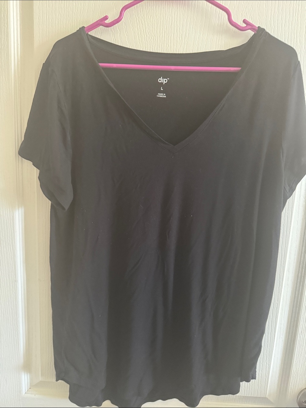 dip Black V-Neck Short Sleeve Tee Shirt